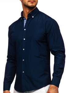 Camicia a manica lunga da uomo blu Bolf 20719