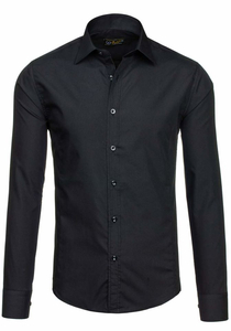 Camicia elegante da uomo nera a maniche lunghe Bolf 1703