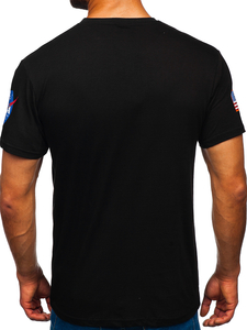 T-shirt in cotone con stampa da uomo nera Bolf 14401