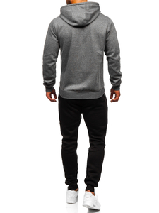 Tuta con felpa con cappuccio e tasca a canguro da uomo antracite Bolf D002