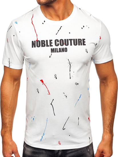 Uomo T-shirt in cotone con stampa Bianco Bolf MPO3443