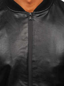 Giacca in pelle tipo bomber da uomo nera Bolf 6803A