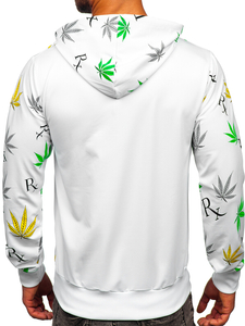 Felpa con cappuccio con stampa da uomo bianca Bolf HM612