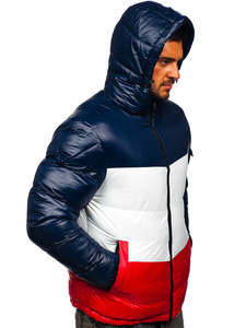 Giubbotto invernale trapuntato da uomo blu-rosso Bolf 6593