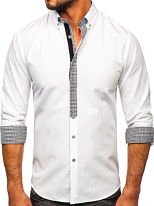 Camicia elegante a maniche lunghe da uomo bianca Bolf 6873-1