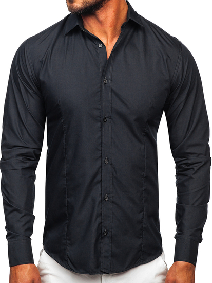 Camicia elegante da uomo grafite a maniche lunghe Bolf 1703