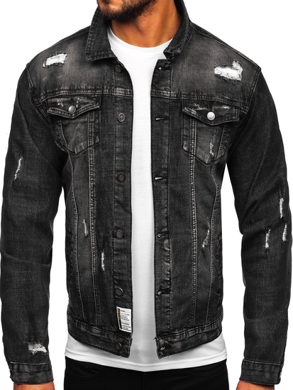 Giacca in jeans da uomo nera Bolf MJ507N