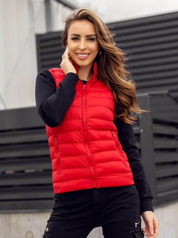 Gilet trapuntato da donna rosso Bolf 23077