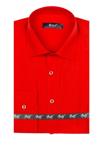 Camicia elegante da uomo rossa a maniche lunghe Bolf 1703