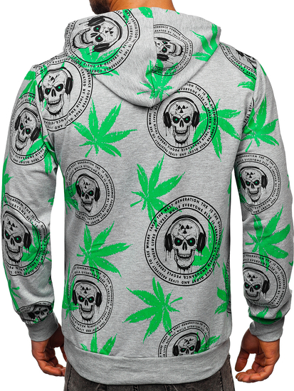 Felpa con stampa con cappuccio da uomo grigia Bolf 6424