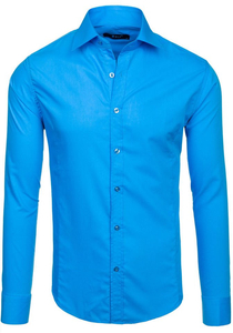 Camicia elegante da uomo turchese a maniche lunghe Bolf 1703