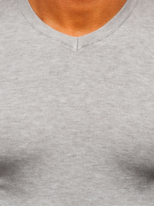 Uomo Maglione con scollo a V Grigio Chiaro Bolf YY03