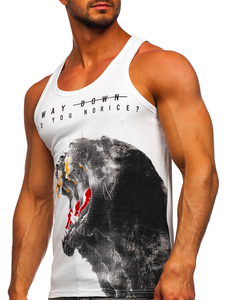 Maglietta Bodybuilding tank top con stampa bianca Bolf 14836