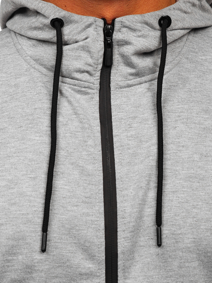 Felpa a zip con cappuccio da uomo grigia Bolf B025
