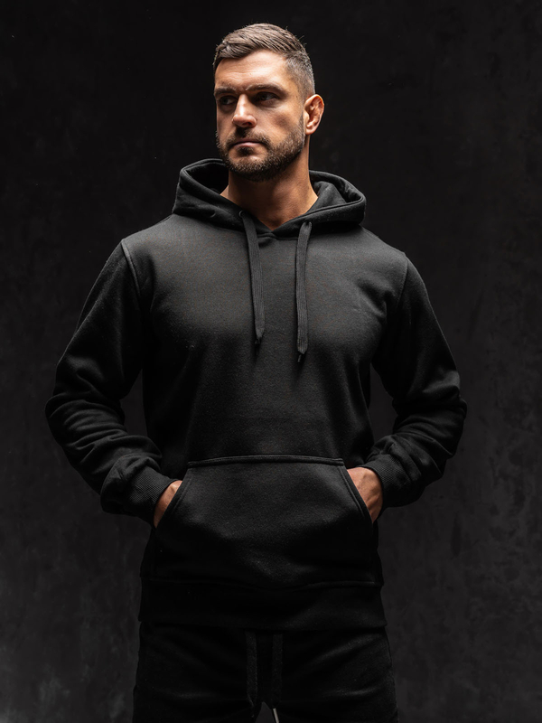 Felpa con cappuccio a canguro da uomo nero Bolf 2009A1