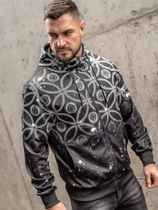 Felpa a zip con cappuccio da uomo nera Bolf 27B8122A