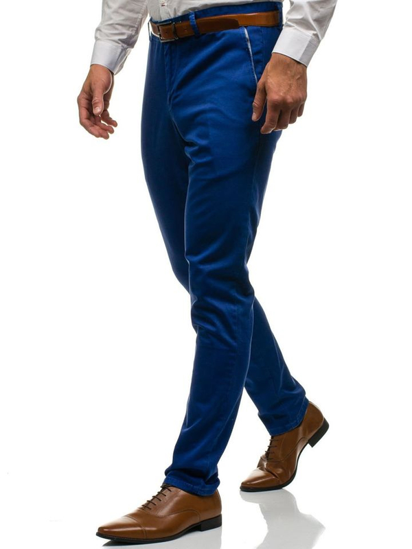 Pantaloni eleganti da uomo azzurri Bolf 4326