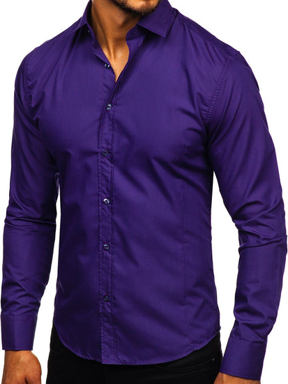 Camicia elegante da uomo viola a maniche lunghe Bolf 1703