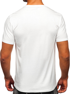 Uomo T-shirt in cotone con stampa Bianco Bolf MPO3538