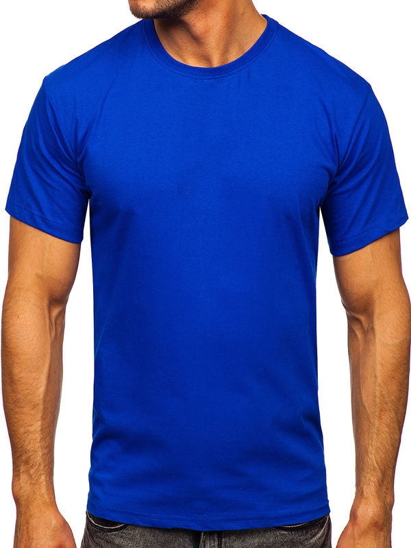 T-shirt da uomo in cotone blu fiordaliso senza stampa Bolf 192397
