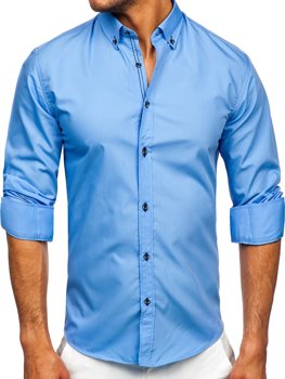 Camicia a manica lunga da uomo azzurra Bolf 20720