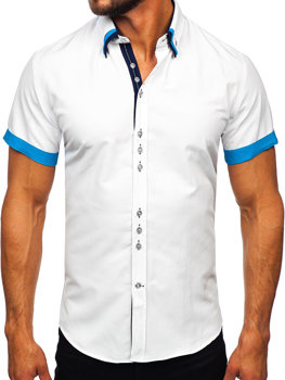 Camicia elegante a manica corta da uomo bianca Bolf 2926