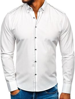 Camicia elegante a manica lunga da uomo bianca Bolf 6920