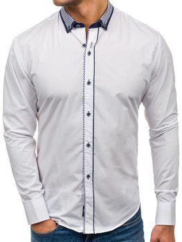 Camicia elegante a manica lunga da uomo bianca Bolf 6941