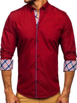 Camicia elegante a manica lunga da uomo rossa Bolf 1758