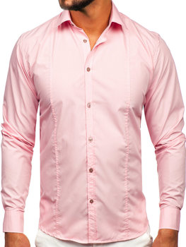 Camicia elegante a maniche lunghe da uomo rosa Bolf 6944