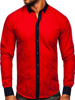 Camicia elegante a maniche lunghe da uomo rossa Bolf 21750