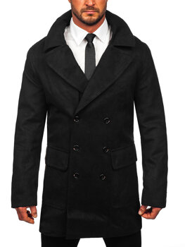Cappotto doppiopetto con scollo alto invernale da uomo  nero Bolf 1048C