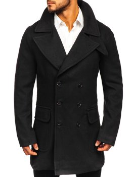 Cappotto invernale a doppia fila con collo alto da uomo nero Bolf 1048