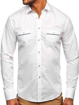 Elegante camicia a manica lunga da uomo bianca Bolf 5792