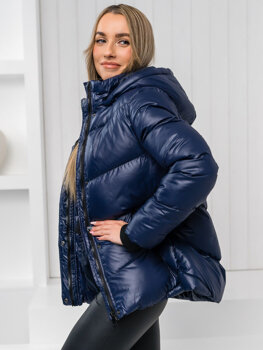 Giubbotto lungo trapuntato cappotto invernale con cappuccio da donna nero  Bolf 5M3162B