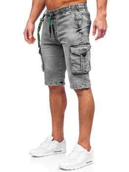 Pantaloncini cargo in jeans da uomo neri Bolf HY821
