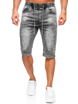 Pantaloncini corti in jeans da uomo neri Bolf KR1551