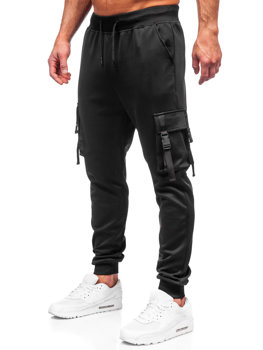 Pantaloni cargo da tuta jogger da uomo nero Bolf 8K1117