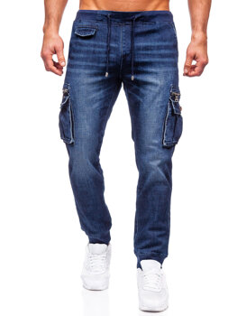 Pantaloni cargo jogger in jeans da uomo blu Bolf MP0108BS