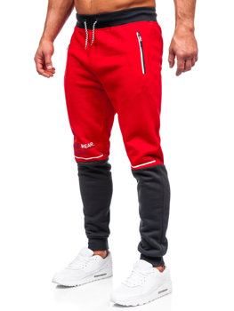 Pantaloni di tuta con stampa da uomo rossi Bolf AM85