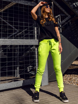 Pantaloni di tuta da donna verde fluorescenti Bolf CK-01B