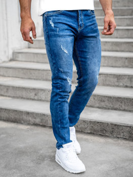 Pantaloni in jeans regular fit da uomo blu Bolf K10009-1
