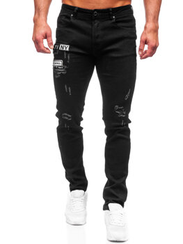 Pantaloni in jeans slim fit da uomo nero Bolf E7838