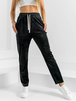 Pantaloni in velluto da tuta da donna nero Bolf W7626