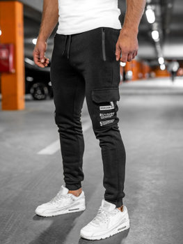 Pantaloni isolati cargo tipo jogger da uomo neri Bolf HW2207
