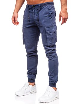 Pantaloni jogger in denim tipo cargo da uomo azzurri Bolf ZK7812