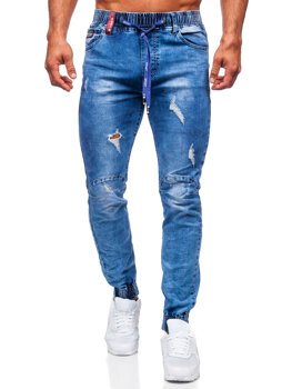 Pantaloni jogger in jeans da uomo azzurri Bolf TF264
