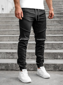 Pantaloni jogger in jeans da uomo neri Bolf R31107W1
