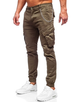 Pantaloni jogger in tessuto cargo da uomo khaki Bolf SK850