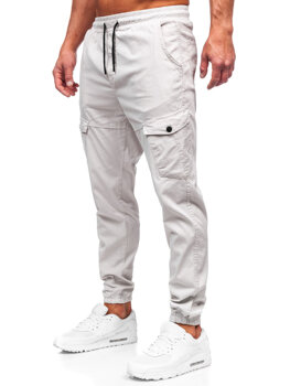 Pantaloni jogger in tessuto tipo cargo da uomo beige Bolf 384